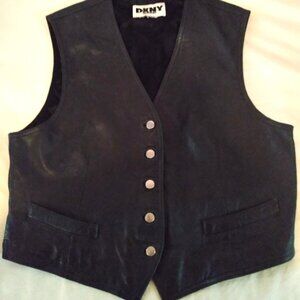 Vintage DKNY Donna Karan Leather Vest - Women's Medium